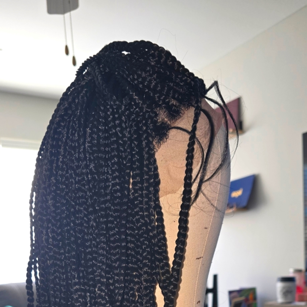 30 inch All lace cap Single braid lace front wig